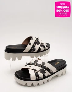 RRP€400 RED VALENTINO Leather Wedge Sandals US7 UK4 EU37 Studded Made in Italy - Picture 1 of 9