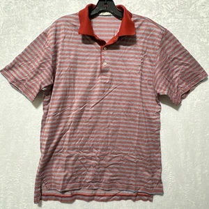 Peter Millar Crown Polo Shirt Adult Med Red/Blue Striped Short Sleeve Pullover - Picture 1 of 7