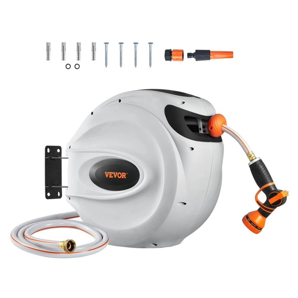 Retractable Hose Reel Water Hose Reel 115'x1/2" 180° Swivel Wall-Mounted - Imagem 1 de 4