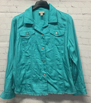 Chico's XL (Chico's 3) Blazer Jacket Lightweight Teal - Image 1 of 4
