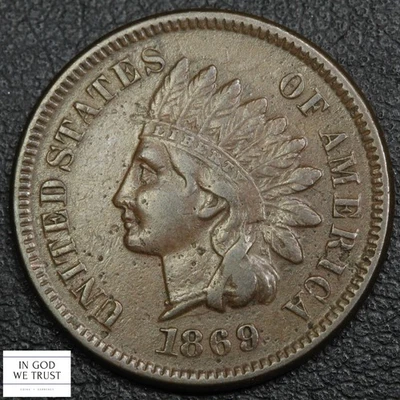 1869/69 RPD FS-301 S-3 Repunched Date Indian Head Copper Cent 1C 1869/9 - Image 1 of 4