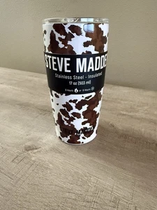 Steve Madden 17 oz acero inoxidable taza aislada al vacío con tapa impresión de vaca - Imagen 1 de 6
