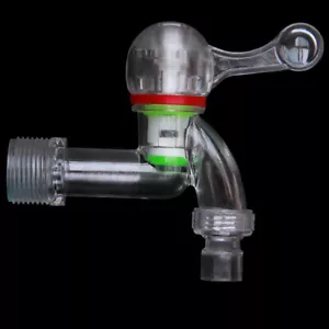 Rubinetto di plastica 1/2"" 3/4"" filo maschio alto trasparente rubinetto acqua bagno giardino - Foto 1 di 5