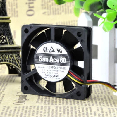 SANYO 6015 12V 0.09A 109P0612H701 6CM Chassis Industrial Cooling Fan Mute - Image 1 of 4