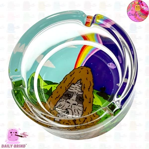 Funny Cartoon Glass Ash Tray Novelty Cute Funny Gift Idea - 8.2cm - Picture 1 of 18