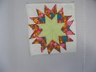 Wall Hanging, "WH-Star-2-Flowers Against Red", 16" x 17", 100% Cotton Material