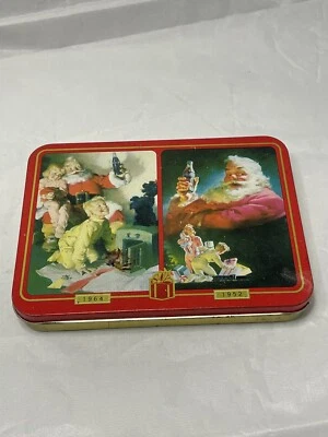 Vintage 1996 COCA-COLA SANTA CLAUS CHRISTMAS PLAYING CARDS Sealed 2 decks in Tin - Image 1 of 4