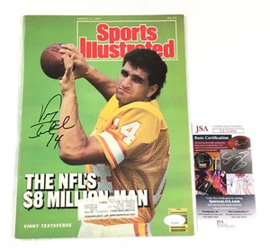Vinny Testaverde Firmado Sports Illustrated Certificado de Autenticidad JSA Jets Dallas Cowboys - Imagen 1 de 2