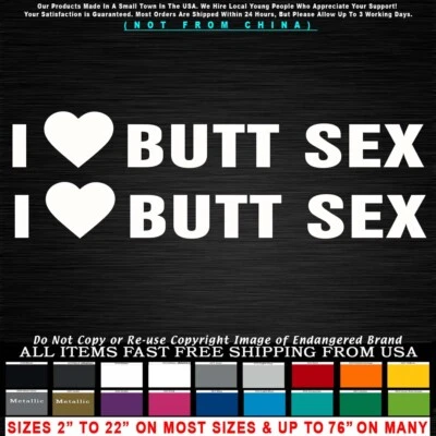 2 pegatinas divertidas de sexo a tope Gay I Heart Love  Foto 1 de 4