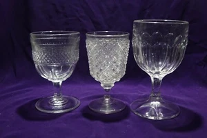 3 EAPG FLINT GLASS GOBLETS (lot #1 of 3) - Picture 1 of 9