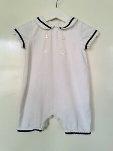 M&S Linen Cotton Blend Sailor Romper / Body Suit 3-6 Months Unisex VGC