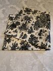 BEAUTIFUL Vtg.  Black White Toile Upholstery Fabric Rustic Life 54" L x 29" W