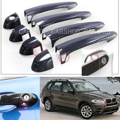 Cubierta de manija de 4 puertas de fibra de carbono para BMW E87 E90 F25 F30 E70 E84 F80 330i con Smart Foto 1 de 4