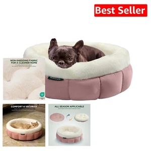 Supportive Round Dog and Cat Bed - Mellow Rose, Machine Washable & Non-Shedding - Picture 1 of 10