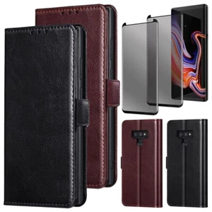 For Samsung Galaxy Note9 Case Leather Wallet Card Cover / Privacy Tempered Glass - Picture 1 of 22