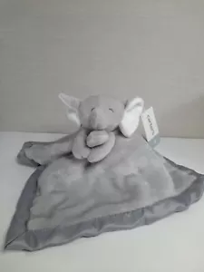 Carters Gray Grey Elephant Plush Lovey Lovie Security Blanket Satin Trim 14” NWT - Picture 1 of 8