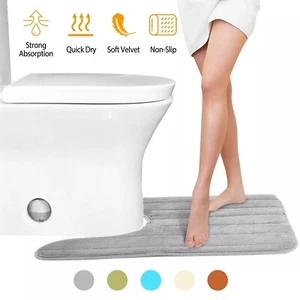 U Shaped Bathroom Rugs Contour Non-slip Toilet Mat Absorbent Cozy Velvet Floor M - Picture 1 of 9