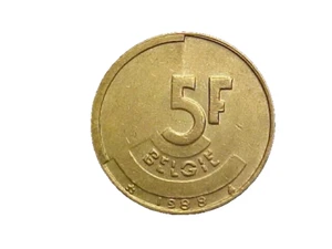 1988 BELGIUM 5 FRANCS KM# 164 - NICE HIGH GRADE CIRC COLLECTOR COIN!-c5023xux - Picture 1 of 2