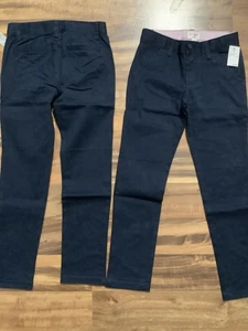 2 NWT Cat & Jack - Girls School Uniforms Straight Leg Navy Pants Adj. Waist Sz 7 - Picture 1 of 4