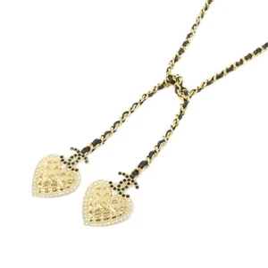 AUTH CHANEL ABC448 NECKLACE FAUX PEARL BLACK CRYSTAL WHITE GOLD HARDWARE F/S - Picture 1 of 4