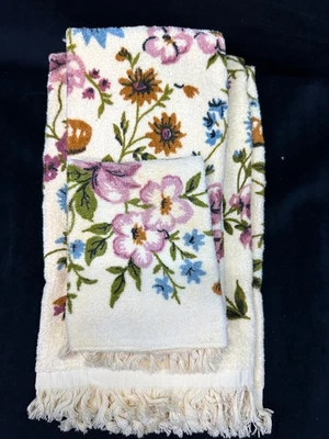 Juego de toallas vintage Martex 3 piezas florales abuela abuela abuela núcleo de casa baño Foto 1 de 4