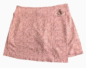 Justice Girls Wrap Skirt Pink Size 8 Built In Shorts Flowers Logo Button - Picture 1 of 12