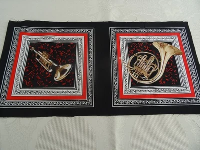 Reststoffe Baumwolle 2x Panel MUSIK Bilder 19,5cm x 39,5cm Patchwork Basteln DIY - Bild 1 von 4