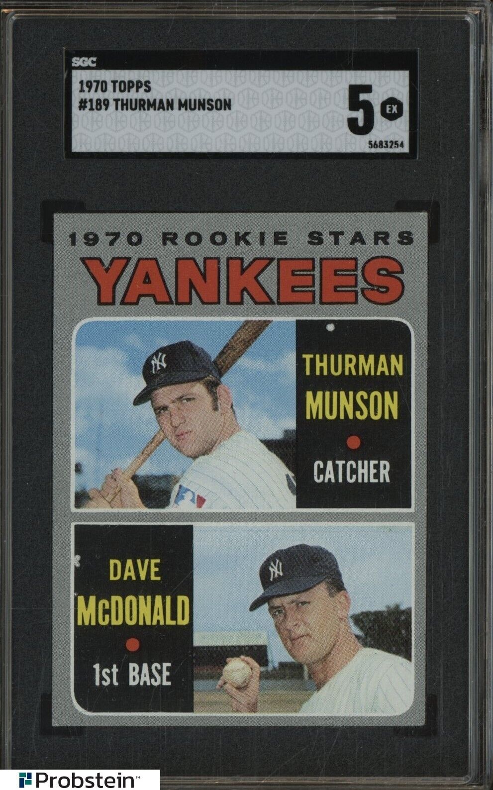 1970 Topps #189 Yankees Rookies w/ Thurman Munson RC SGC 5 EX
