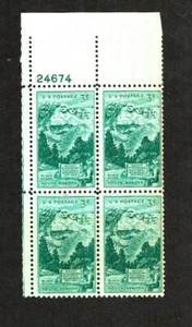 1952 U.S. COMMEM 3c MT. RUSHMORE Plt#Blk Sc#1011 M/NH/OG PRISTINE - Picture 1 of 1