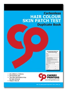 Cherry NCR Hair Colour Skin Patch Test Duplicate 2part Book A5 (148mmx 210mm) - Picture 1 of 5