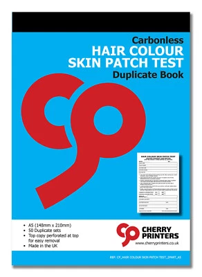 CHERRY PRINTERS Cherry NCR Hair Colour Skin Patch Test Duplicate 2part Book A5 (148mmx 210mm)