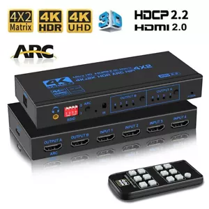 4X2 HDMI Matrix Switch Splitter 4K 60Hz mit Toslink Spdif Audio out 4 in 2 out - Bild 1 von 19