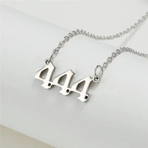 Silver 444 Angel Number Necklace, Jewelry Charms Minimalist Stainless Steel - Picture 1 of 8