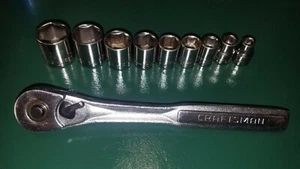 Craftsman 10 Pc 3/8 Drive Socket set 6 point sae VP44808 ratchet - Picture 1 of 12