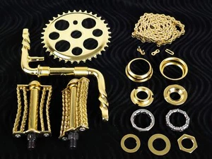 OG LOWRIDER - Twisted CRANK PKG - Lucky 7 Butterfly Square Twisted Pedal Gold - Picture 1 of 1