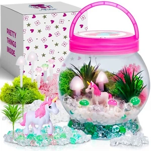 Unicorn Terrarium Kit LED Night Light for Kids Girls Craft Gift Micro Landscape - Picture 1 of 8