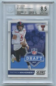 2017 Panini Score #2 Patrick Mahomes II Rookie NFL Draft BGS 8.5 NM-MT+