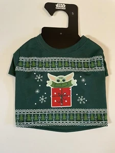 Nueva Camiseta Star Wars Navidad Mandalorian S Mascota Perro Verde - Imagen 1 de 4