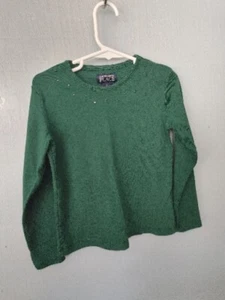The Children's Place Girls Small 5/6 Shirt Green Bling Neckline Long Sleeve Top - Picture 1 of 2