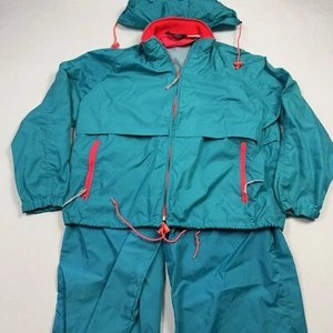 Woolrich Vintage Women’s Windbreaker Jacket & Pants Tracksuit Nylon Large Teal - Picture 1 of 24