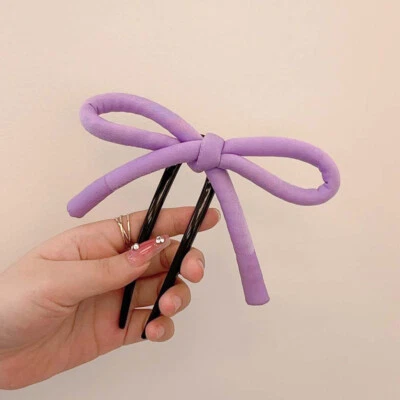 Bow U-Shaped Hair Pin Large Bowknot Hair Sticks Hand Tied Bow Hair Fork Hairpin - Image 1 of 4