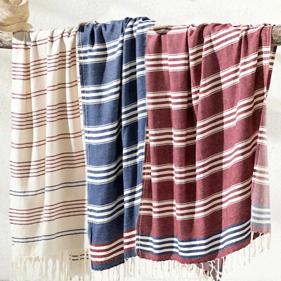 Juego de 6 toallas de playa turcas Peshtemal (35"x63") prelavadas para algodón suave Foto 1 de 4