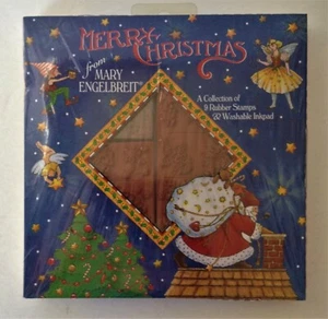 1994 Mary Engelbreit MERRY CHRISTMAS 9 RUBBER STAMP SET NEW Believe NIGHT MEDIA - Picture 1 of 2