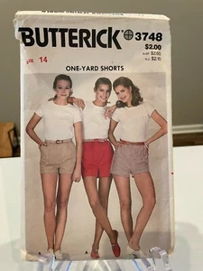 VINTAGE 1980's BUTTERICK PATTERN 3748 LADIES ONE YARD SHORTS SZ 14 - Picture 1 of 2