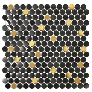 5 Sheets Penny Round Metal Backsplash Tiles for Kitchen Bathroom Wall Backsplash - Picture 1 of 9