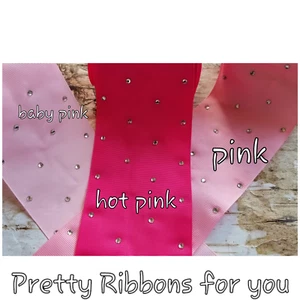 3" BABY PINK Rhinestones grosgrain ribbon 9 yard listing roll - Picture 1 of 1
