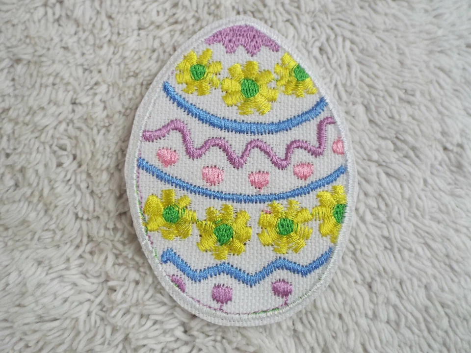 White Pastel EASTER EGG 3" Embroidery Iron-on Custom Patch (E2) - Image 1 of 1