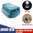 LED Light Battery Dual USB Charger Adapter For Makita 14.4V 18V BL1830 BL1840