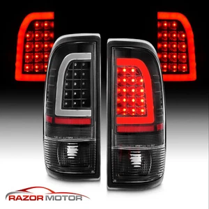 For 1997-2003 Ford F150 99-07 F250 F350 Black LED Tube Tail Lights Brake Lamps - Picture 1 of 8