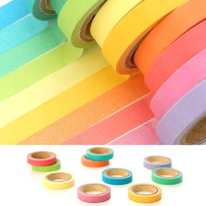 10 Rolls Set Colorful Washi Tape Adhesive Paper Masking Sticky Scrapbook Sticker - Picture 1 of 4